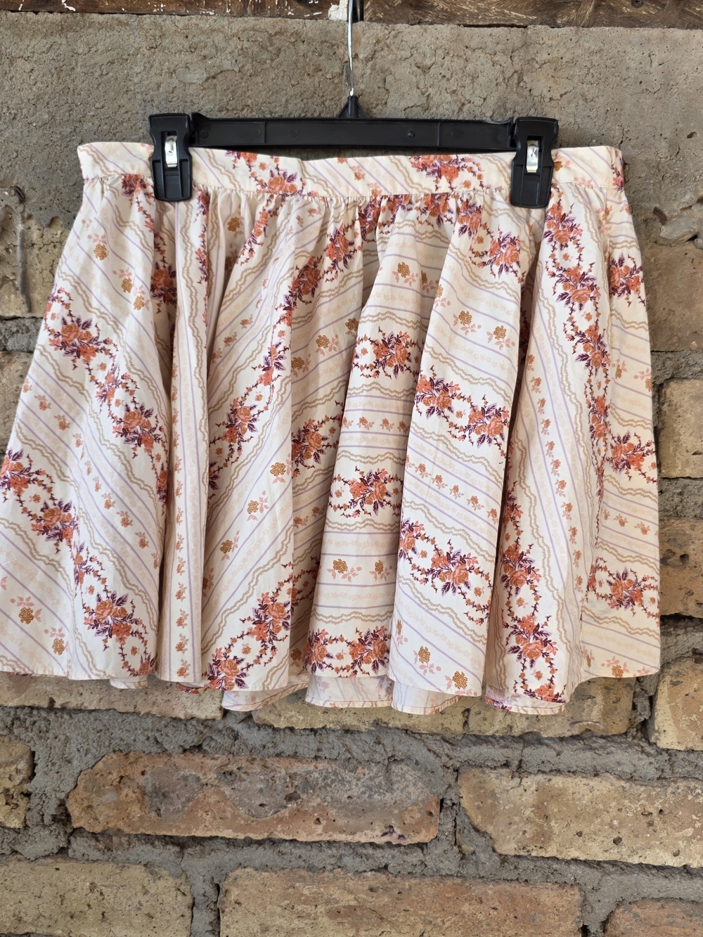 Free People Floral Print Cottagecore Mini Skirt 100% Cotton Size M